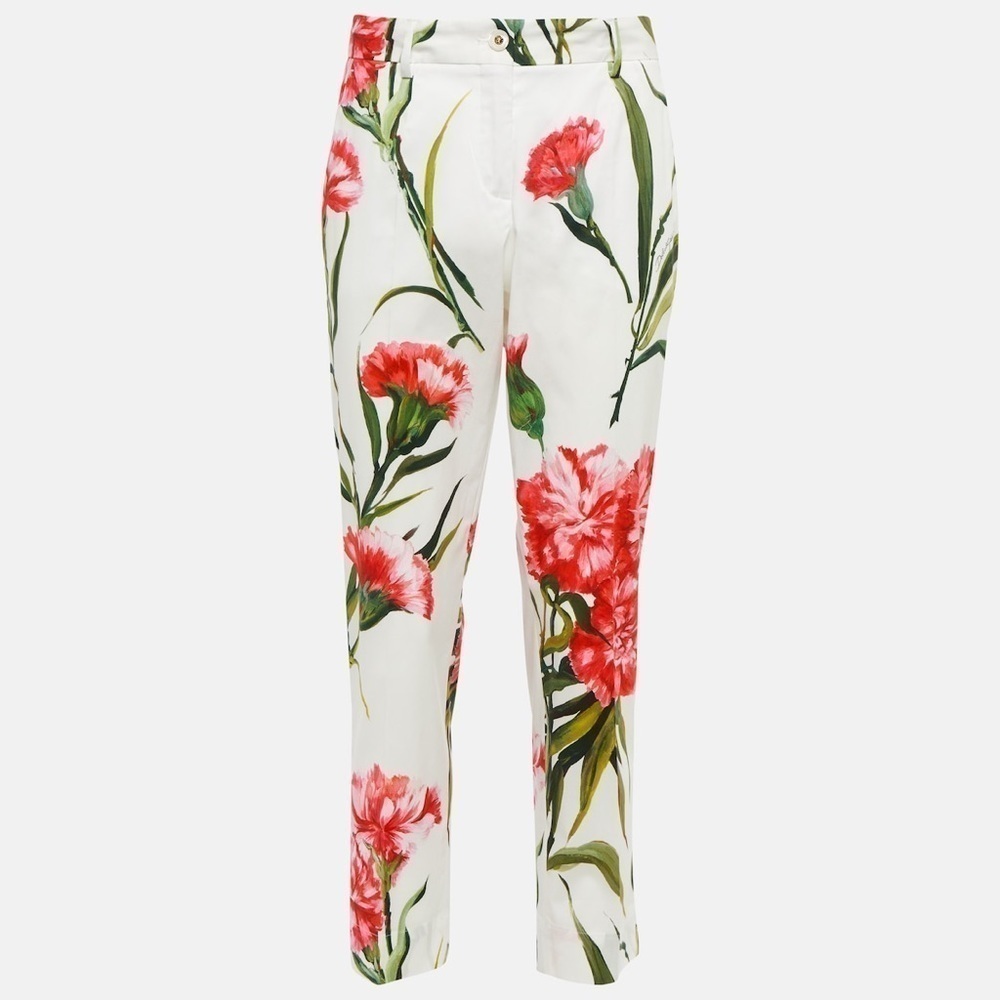 New Dolce & Gabbana Carnation-print cropped trousers Size 38